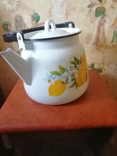 Чайник сталь, эмалированное покрытие, 3.5 л, петля, Сибирские товары, Лимоны, белый, С2716*97 - фото 1 от пользователя