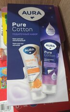 Набор подарочный для женщин, Aura, Pure Cotton, крем для рук питательный 75 мл + крем для рук ночной 75 мл - фото 3 от пользователя