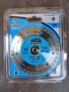Диск отрезной алмазный по армированному бетону, Diaforce, Turbo Basic, сплошной край, 115х22.23х1.9 мм, сухой рез, 511115 - фото 2 от пользователя