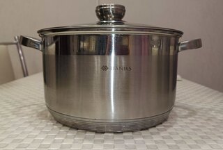 Кастрюля нержавеющая сталь, 6.5 л, с крышкой, крышка стекло, Daniks, Стандарт-PR, SD-24-2, индукция - фото 9 от пользователя