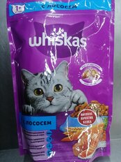 Корм для животных Whiskas, 350 г, для взрослых кошек 1+, сухой, лосось, подушечки с паштетом, пакет - фото 6 от пользователя