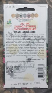 Семена Цветы, Астра, Красная башня, 0.3 г, пионовидная, цветная упаковка, Поиск - фото 5 от пользователя