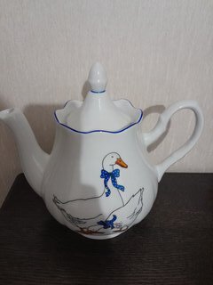 Чайник заварочный фарфор, 1.75 л, Добрушский фарфоровый завод, Гуси, Романс, 3С1777/1Ф34 - фото 3 от пользователя