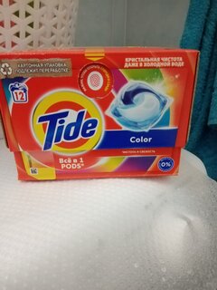 Капсулы для стирки Tide, Color, 12 шт, капсула 16.8 г - фото 1 от пользователя