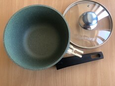 Кастрюля алюминий, антипригарное покрытие, 1.5 л, с крышкой, крышка стекло, литая, со съемной ручкой, Kukmara, Фисташковый Мрамор, кмф17а, фисташковая - фото 7 от пользователя
