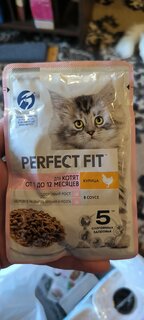 Корм для животных Perfect Fit, 75 г, для котят до 12 месяцев, кусочки в соусе, курица, N1802 - фото 7 от пользователя