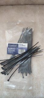 Хомут нейлоновый, 2.5х150 мм, 100 шт, GE, черный, General Lighting Systems, 475326 - фото 1 от пользователя