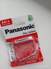 Батарейка Panasonic, АА (R6, 15D), Zinc-carbon, солевая, 1.5 В, блистер, 4 шт - фото 5 от пользователя