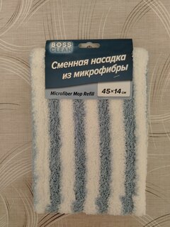 Сменный блок для швабры микрофибра, 45х14 см, бело-голубой, Bossclean, Bossclean, SR54203R - фото 1 от пользователя