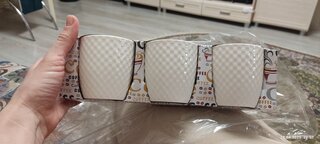 Кружка керамика, 3 шт, 220 мл, Шахматка белая, Y4-3581 - фото 5 от пользователя