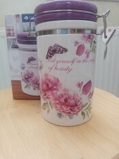 Банка для сыпучих продуктов, доломит, 0.75 л, с крышкой, Daniks, Флорентини - фото 1 от пользователя