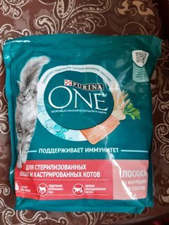 Корм для животных Purina, One, 1.5 кг, для стерилизованных кошек и кастрированных котов, лосось и пшеница, 12353233 - фото 1 от пользователя