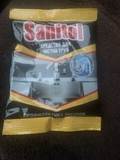 Средство от засоров Sanitol, порошок, 90 г, сухое - фото 1 от пользователя