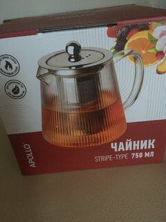 Чайник заварочный стекло, нержавеющая сталь, 0.75 л, с ситечком, Apollo, Stripe-type, STR-750 - фото 7 от пользователя