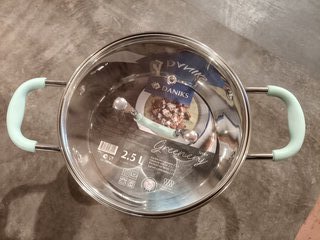 Кастрюля нержавеющая сталь, 2.5 л, с крышкой, крышка стекло, силиконовые ручки мятные, Daniks, Гринери, SD-23-18-2, индукция - фото 4 от пользователя