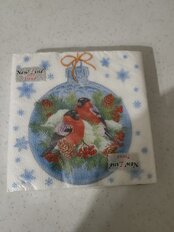 Салфетки бумажные New Line, Fresco Зимние птички, 20 шт, 2 слоя, 33х33 см - фото 3 от пользователя