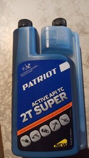 Масло машинное полусинтетическое, для двухтактного двигателя, Patriot, Power Super Active 2T, 0.946 л, с дозатором, 850030569 - фото 1 от пользователя