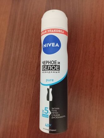 Дезодорант Nivea, Черное и Белое Невидимый Pure антиперспирант, для женщин, спрей, 150 мл - фото 4 от пользователя