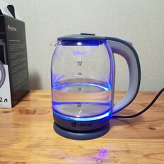Чайник электрический Lofter, C03, синий, 1.8 л, 1500 Вт, скрытый нагревательный элемент, подсветка, стекло - фото 6 от пользователя