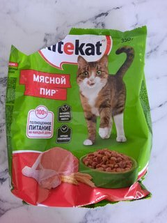 Корм для животных Kitekat, 350 г, для взрослых кошек, сухой, мясной пир, пакет, 10132138 - фото 7 от пользователя