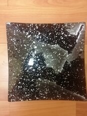 Тарелка обеденная, стекло, 24.5 см, квадратная, Y3-1637, черно-серебряная - фото 3 от пользователя