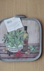 Прихватка 18х18 см, 100% полиэстер, Оливковое масло и зелень, AI-1605001 - фото 1 от пользователя