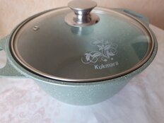 Кастрюля алюминий, антипригарное покрытие, 3 л, с крышкой, крышка стекло, Kukmara, Фисташковый Мрамор, кмф32а - фото 6 от пользователя