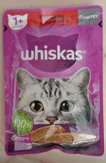 Корм для животных Whiskas, 75 г, для взрослых кошек 1+, паштет, говядина/печень, пауч, G8474 - фото 8 от пользователя