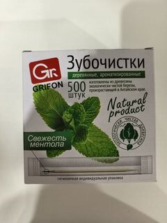 Зубочистки 500 шт, дерево, с ментолом, Grifon, 400-513 - фото 9 от пользователя