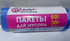 Пакеты для мусора 60 л, 30 шт, 10 мкм, прочные, Марья Искусница, 0031, голубые - фото 9 от пользователя