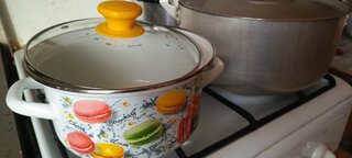 Кастрюля эмалированная сталь, 2.3 л, с крышкой, крышка стекло, цилиндрическая, Керченский металлургический завод, Цветное печенье, 51904-382/4.02-У4, белая - фото 7 от пользователя