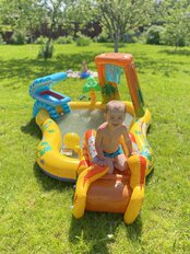 Игровой центр-бассейн Intex, 249х191х109 см, Динозавр, 57444NP, 216 л, горка, распылитель, мячики, от 2 лет - фото 4 от пользователя