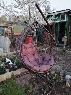 Подвесное кресло 1-мест, 98х72х186 см, 120 кг, Капля, коричневое, ротанг, подушка коричневая, 11020205 - фото 7 от пользователя