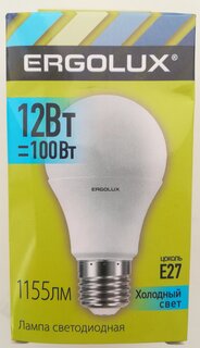 Лампа светодиодная E27, 12 Вт, 100 Вт, 220 В, груша, 4500 К, холодный белый свет, Ergolux - фото 3 от пользователя