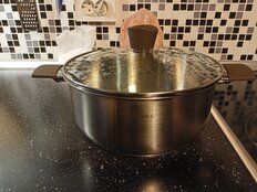 Кастрюля нержавеющая сталь, 4.8 л, с крышкой, крышка стекло, Daniks, Savory, SD-A95-24, серебристая, индукция - фото 3 от пользователя