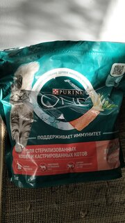 Корм для животных Purina, One, 1.5 кг, для стерилизованных кошек и кастрированных котов, лосось и пшеница, 12353233 - фото 3 от пользователя