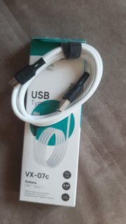 Кабель Vixion, VX-07c, Type-C, 2 разъема, 2.4 А, 1 м, усиленный, белый - фото 5 от пользователя