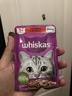 Корм для животных Whiskas, 75 г, для взрослых кошек 1+, рагу, говядина/ягнятина, пауч, G8477 - фото 1 от пользователя