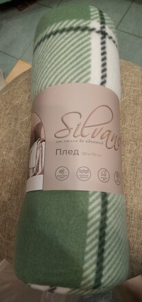 Плед 1.5-спальный, 130х170 см, флис, 100% полиэстер, Silvano, Клетка, зеленая клетка - фото 3 от пользователя