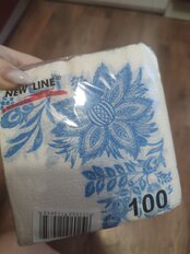 Салфетки бумажные New Line, Гжель, 100 шт, 24х24 см, в ассортименте - фото 8 от пользователя