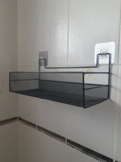 Полка для ванной металл, прямая, 36х14.5х14.5 см, силиконовое крепление, черная, T2022-HT024 - фото 5 от пользователя