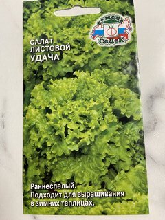 Семена Салат листовой, Удача, 0.5 г, цветная упаковка, Седек - фото 2 от пользователя