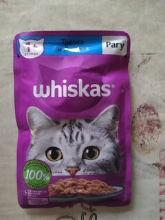 Корм для животных Whiskas, 75 г, для взрослых кошек 1+, рагу, треска/лосось, пауч, G8479 - фото 3 от пользователя