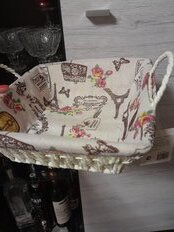 Корзина 26х23х8 см, прямоугольная, плетеная, с металлическим каркасом и текстильной вставкой, с ручками, Париж, Y6-2532 - фото 1 от пользователя
