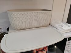 Хлебница пластик, 33.5х14х19 см, с разделочной доской, белый ротанг, Idea, Вязание, М 1187 - фото 1 от пользователя
