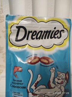 Корм для животных Dreamies, 30 г, для кошек, лакомство, лосось, 7436/7550 - фото 1 от пользователя