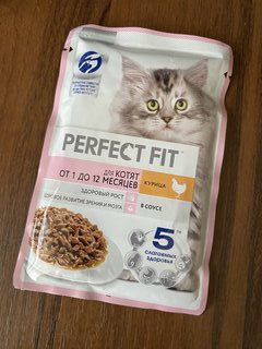 Корм для животных Perfect Fit, 75 г, для котят до 12 месяцев, кусочки в соусе, курица, N1802 - фото 3 от пользователя