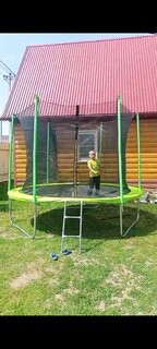 Батут 305х305х256 см, с защитной сеткой 180 см и лестницей, 150 кг, FJ-10FT-2 - фото 2 от пользователя