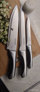 Нож кухонный Daniks, Мрамор, для мяса, нержавеющая сталь, 20 см, рукоятка сталь, YW-A156-SL - фото 8 от пользователя