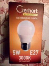 Лампа светодиодная E27, 5 Вт, шар, 3000 К, теплый белый свет, Gerhort, Лампа, 5W GERHORT G45 LED 3000K E27 - фото 6 от пользователя